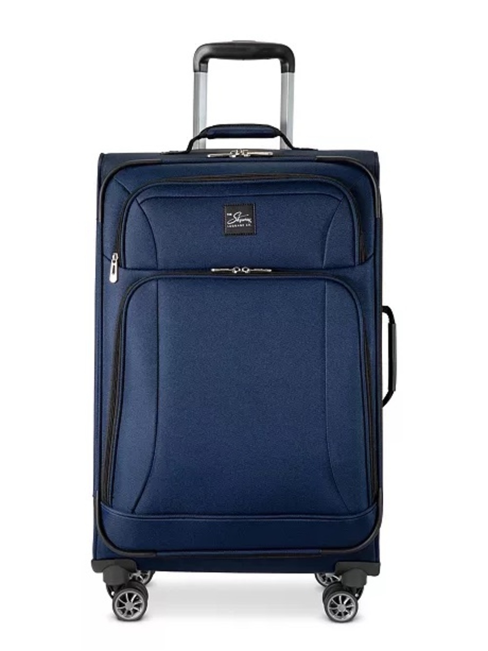 Skyway Epic Large Check-in Spinner Softside Navy Suitcase with Front Zip Pockets